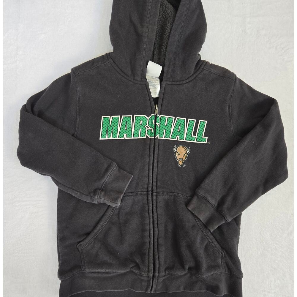 Marshall Thundering Herd Hoodie Youth M 8-10 Black NCAA Full Zip Logo
